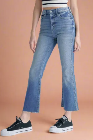 High Rise Crop Flare Raw Hem CJ5