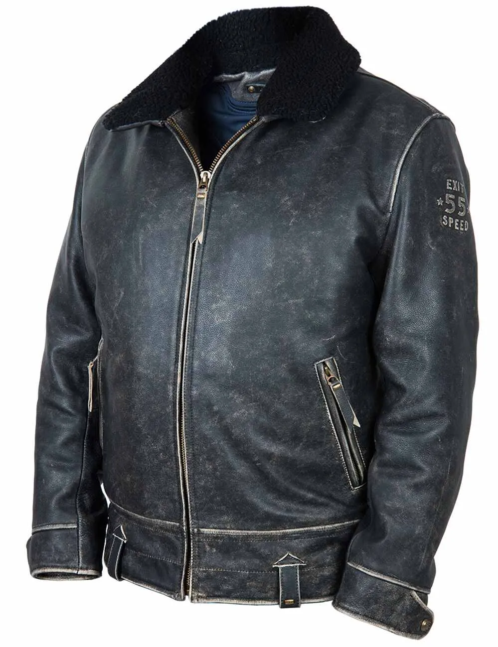 Highway Patrol Biker Leather Jacket embossed Art. 705