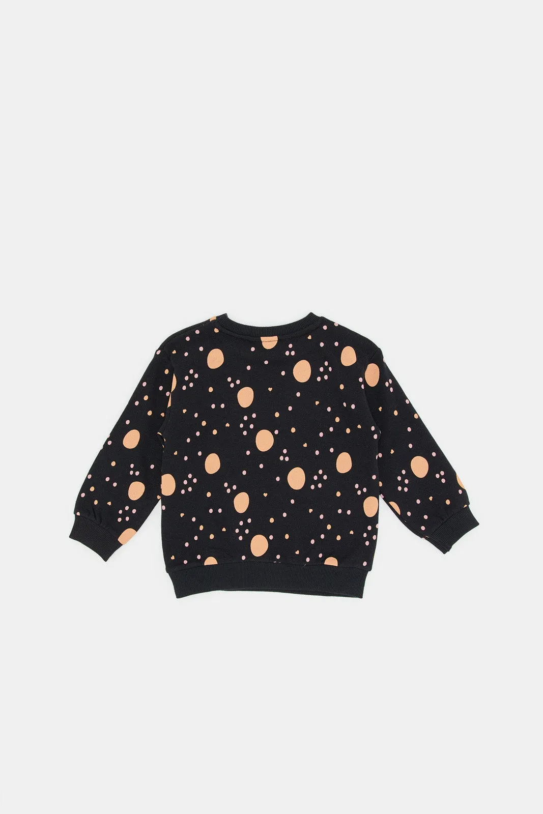 Infant Girls Navy And Pink Printed Sweatshirt Set (Pack Of 2)