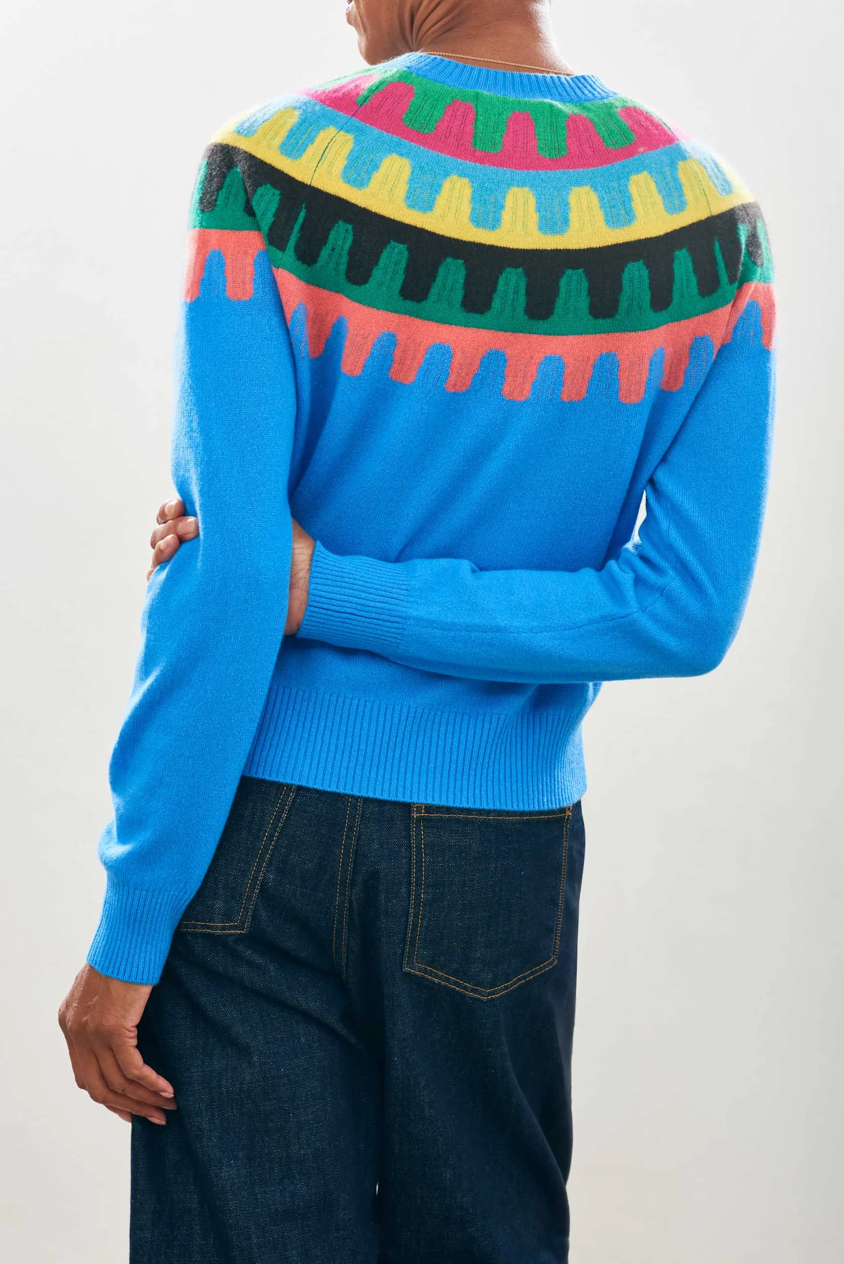 Ju054 Blue Rick Rack Sweater