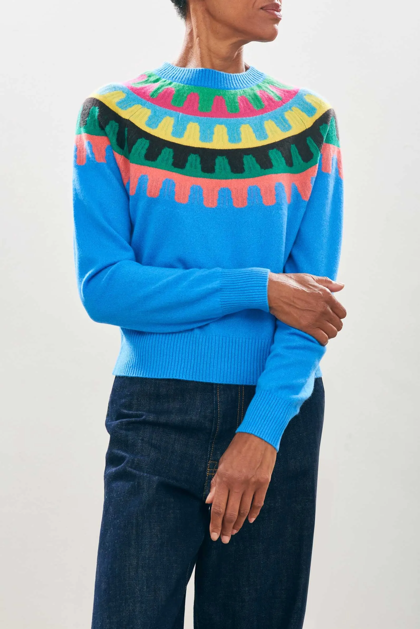 Ju054 Blue Rick Rack Sweater