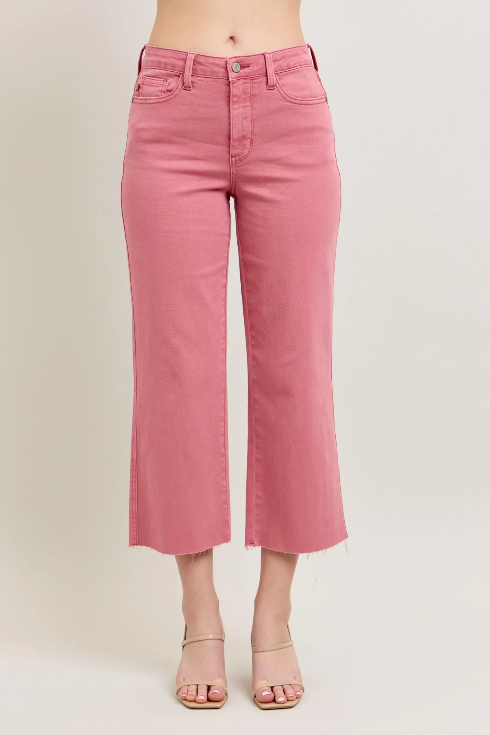 JUDY BLUE High Waited Rose Colored Wide Leg Jeans