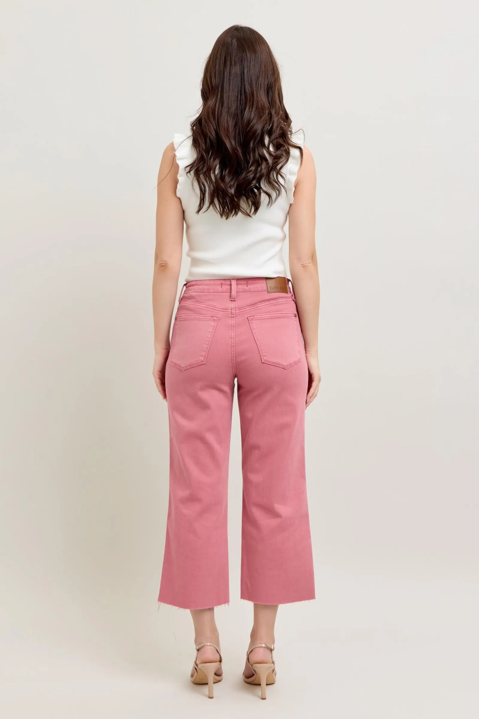 JUDY BLUE High Waited Rose Colored Wide Leg Jeans