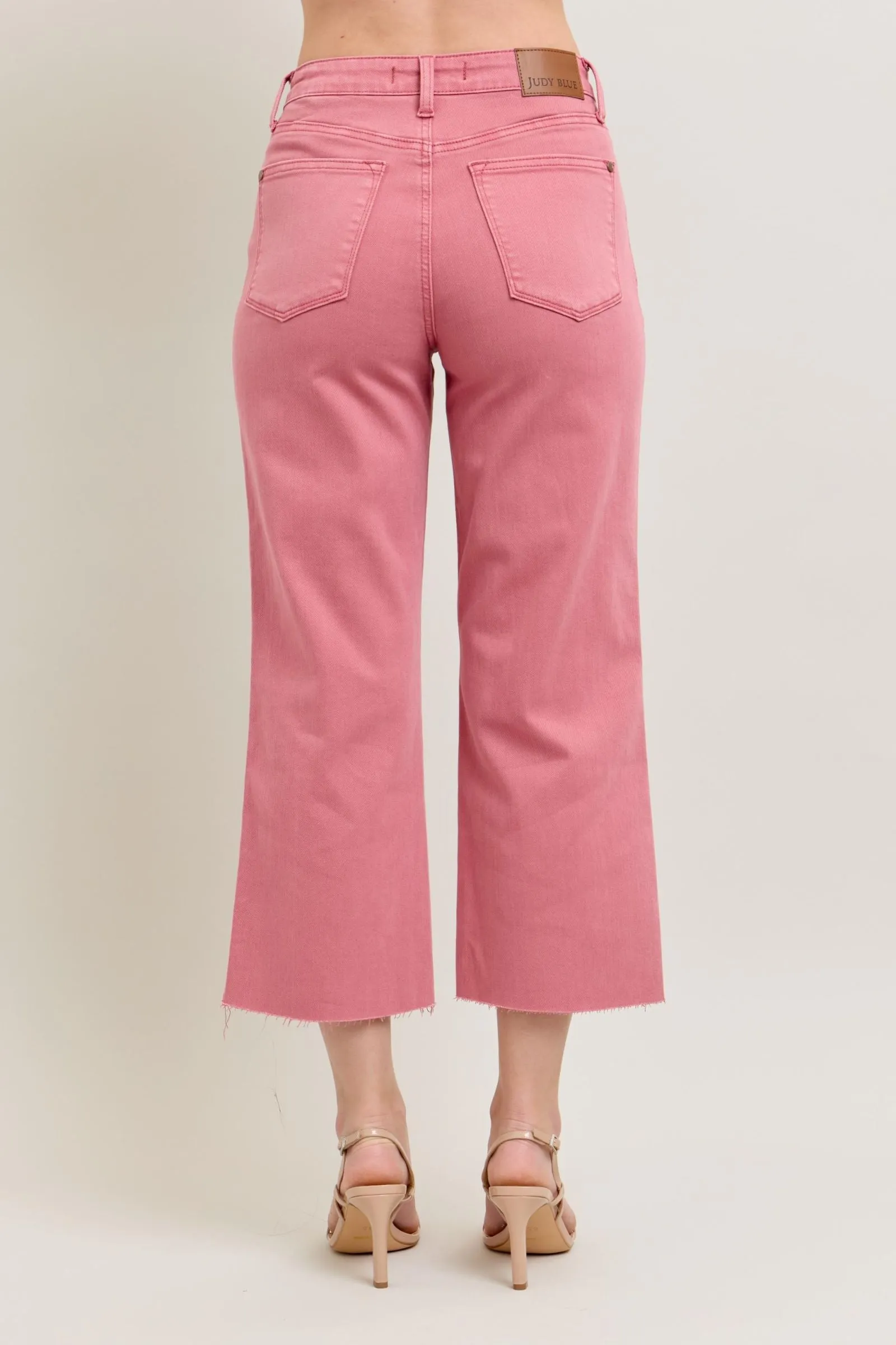 JUDY BLUE High Waited Rose Colored Wide Leg Jeans