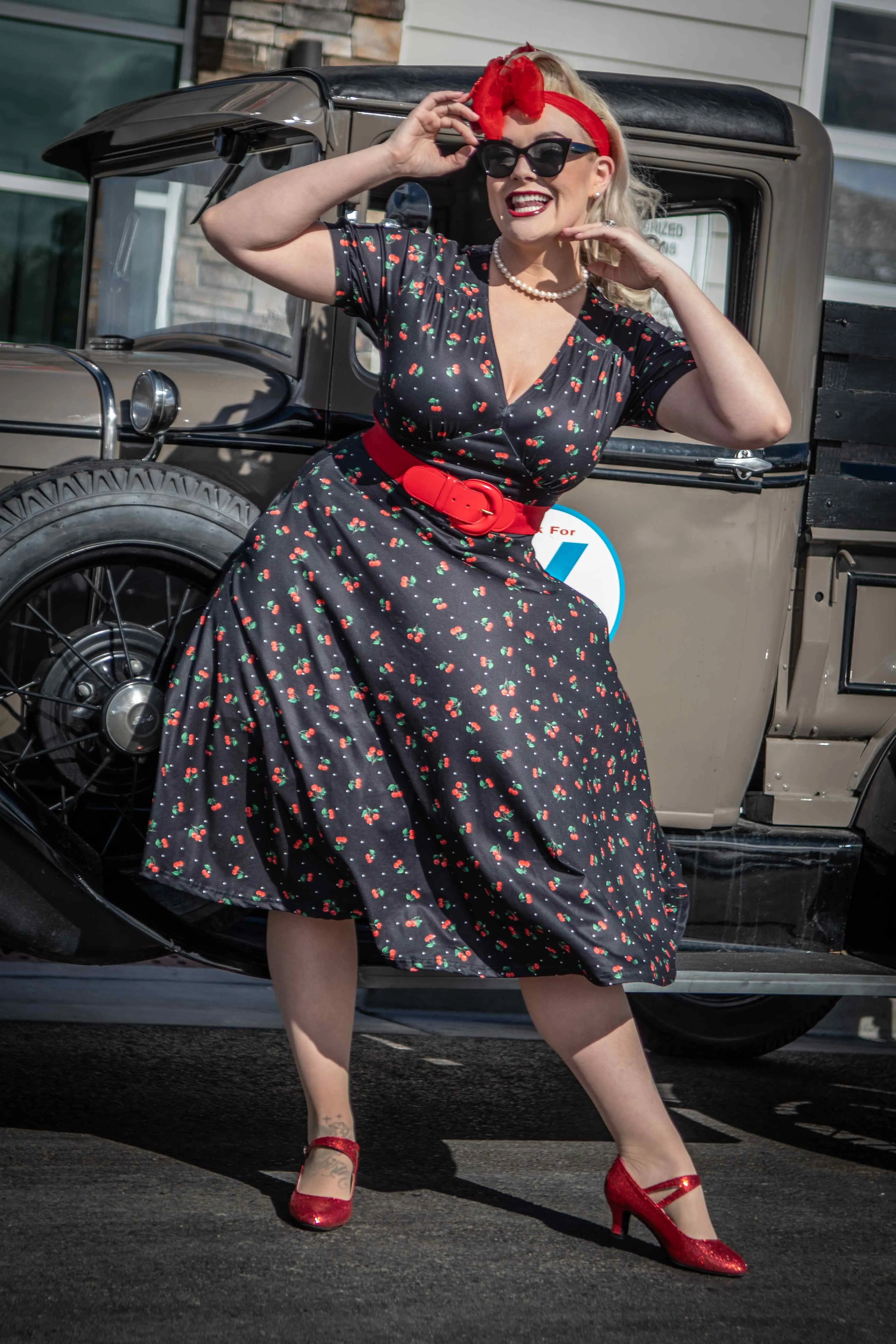 Julia Retro Black Cherry Tea Dress