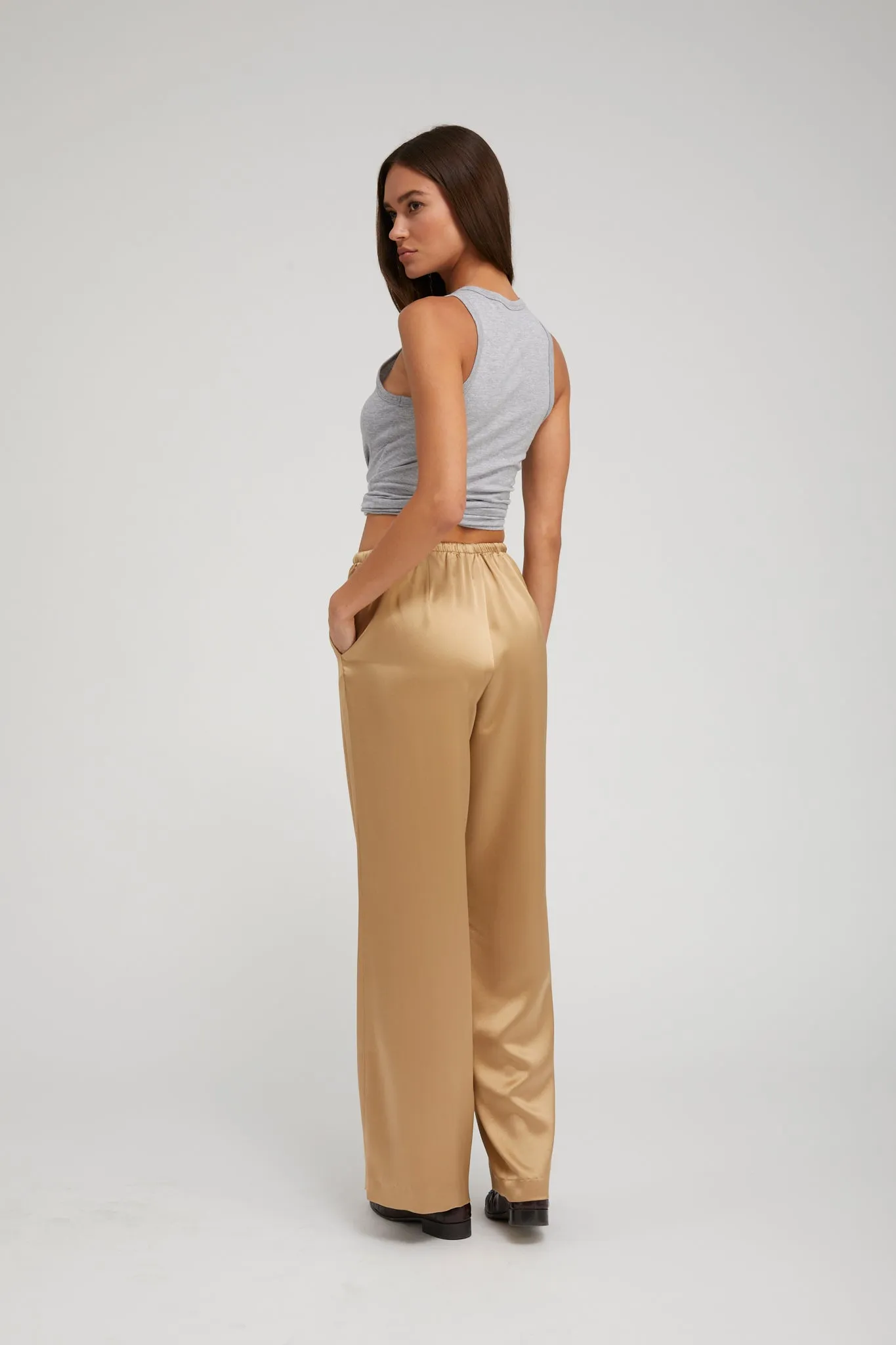 Khaki Silk Kauai Pants