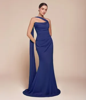 Ladivine by Cinderella Divine Cobalt Versatile Tie Chiffon Dress