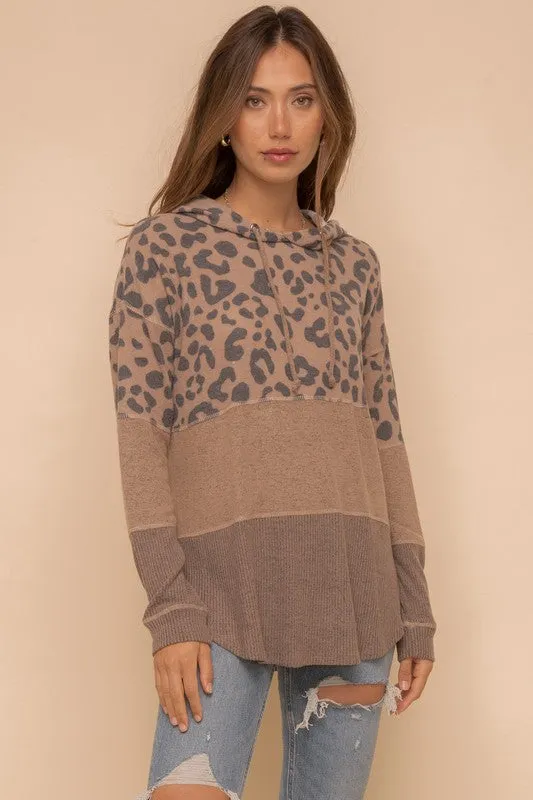 Leopard Mixed Media Hoodie