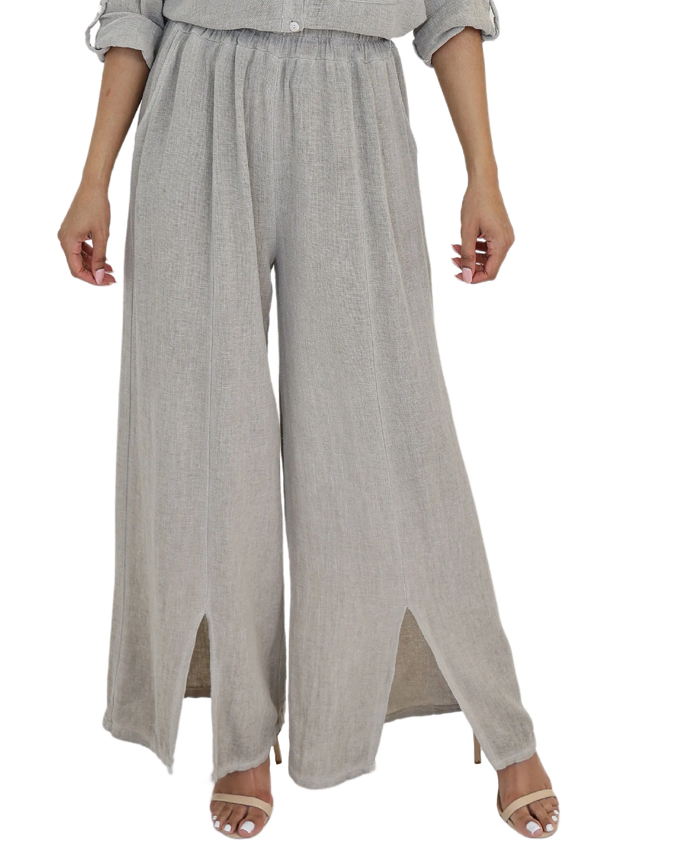 Linen & Cotton Wide Leg Pants