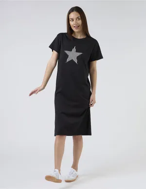 Maxie T-Shirt Dress - Black and White Stripe Star