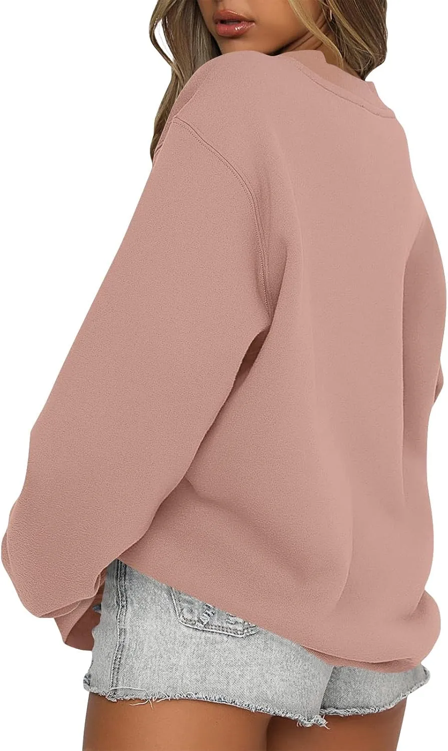midelxp Oversized Crewneck Sweatshirt Women Loose Fit Long Sleeve Fleece Pullover Y2k Tops Fall Casual Preppy Clothes 2024