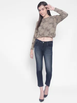 Navy Blue Jeans With Slits