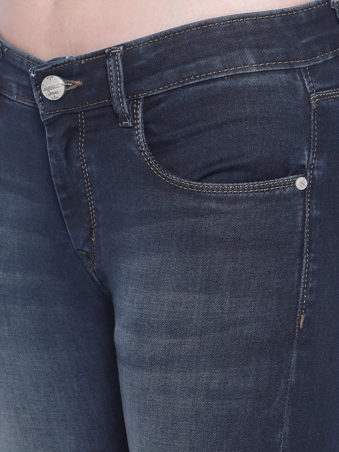 Navy Blue Jeans With Slits