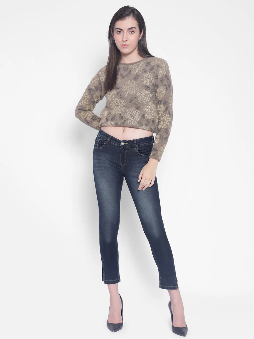 Navy Blue Jeans With Slits