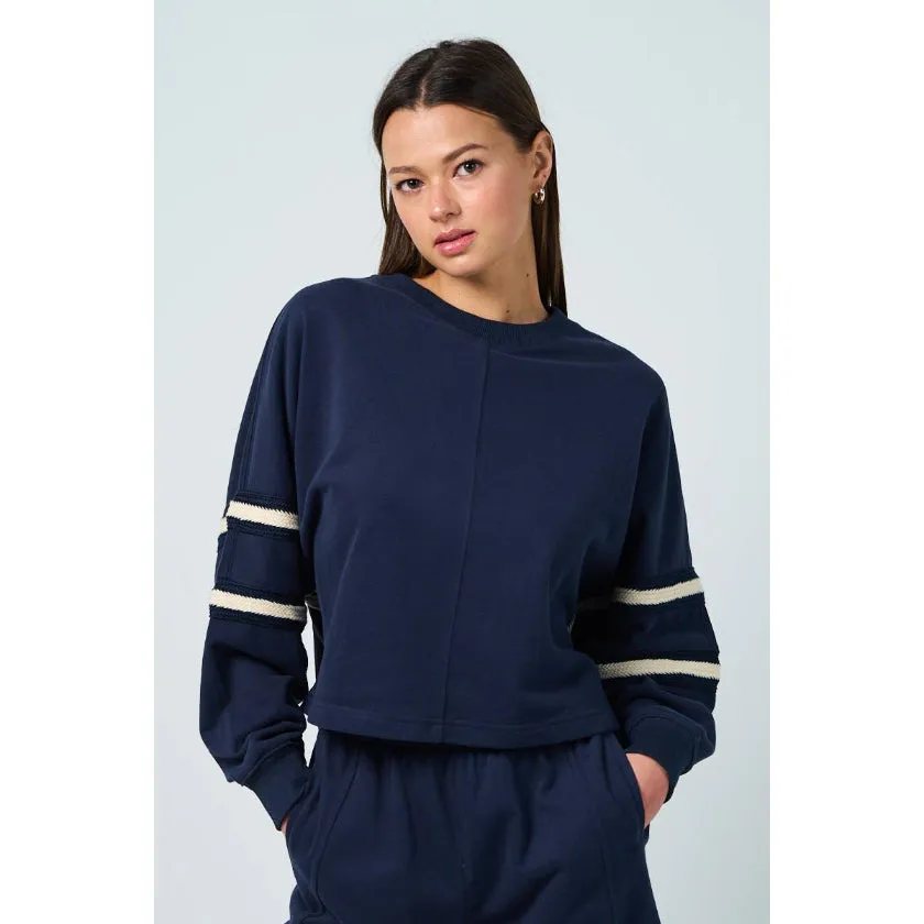 Navy Sleeve Detail Sweatshirt