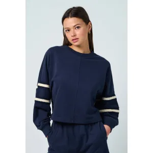 Navy Sleeve Detail Sweatshirt