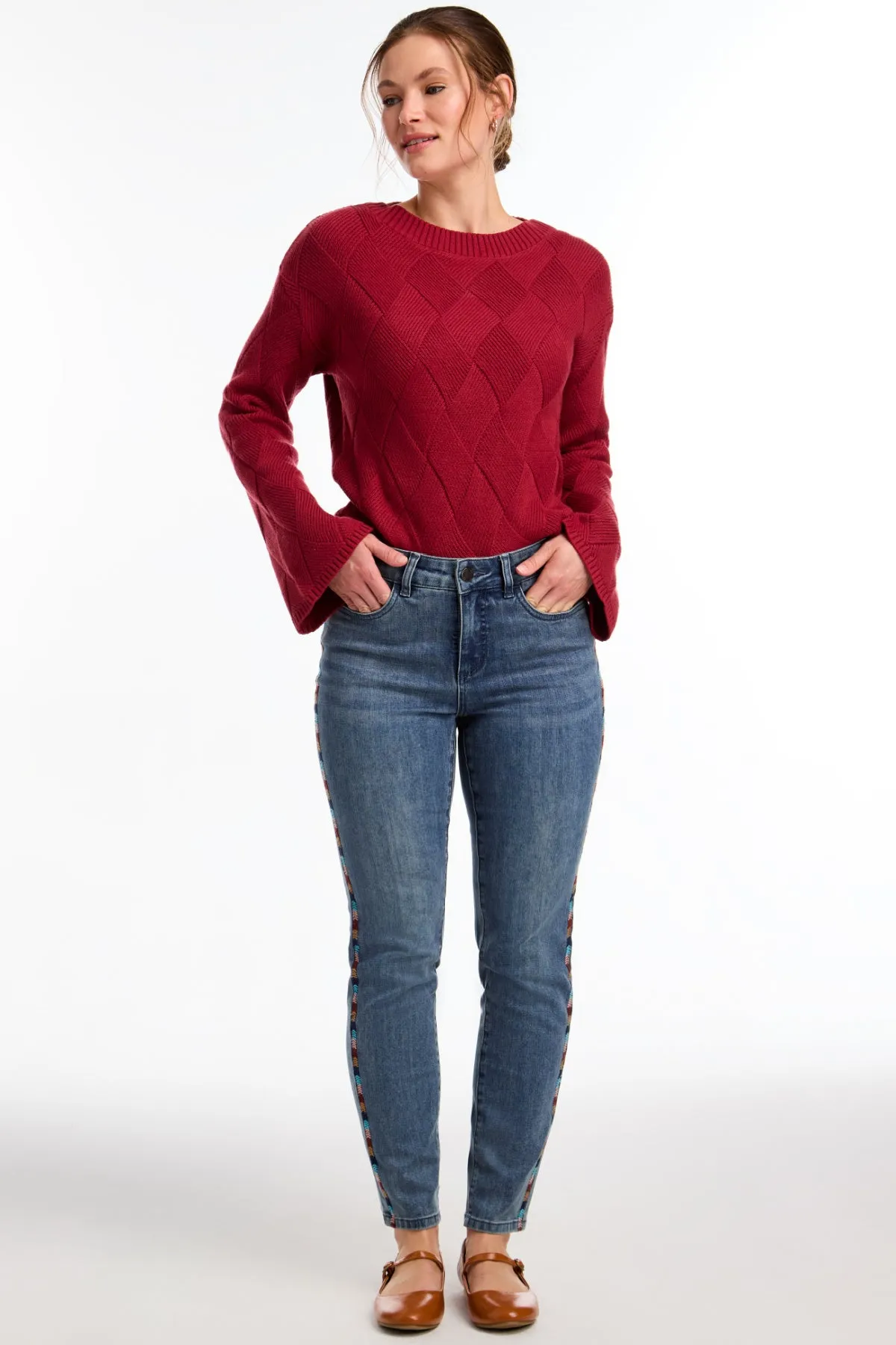 Oliva Pencil Ankle Embroidered Jeans