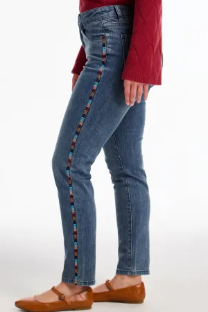 Oliva Pencil Ankle Embroidered Jeans