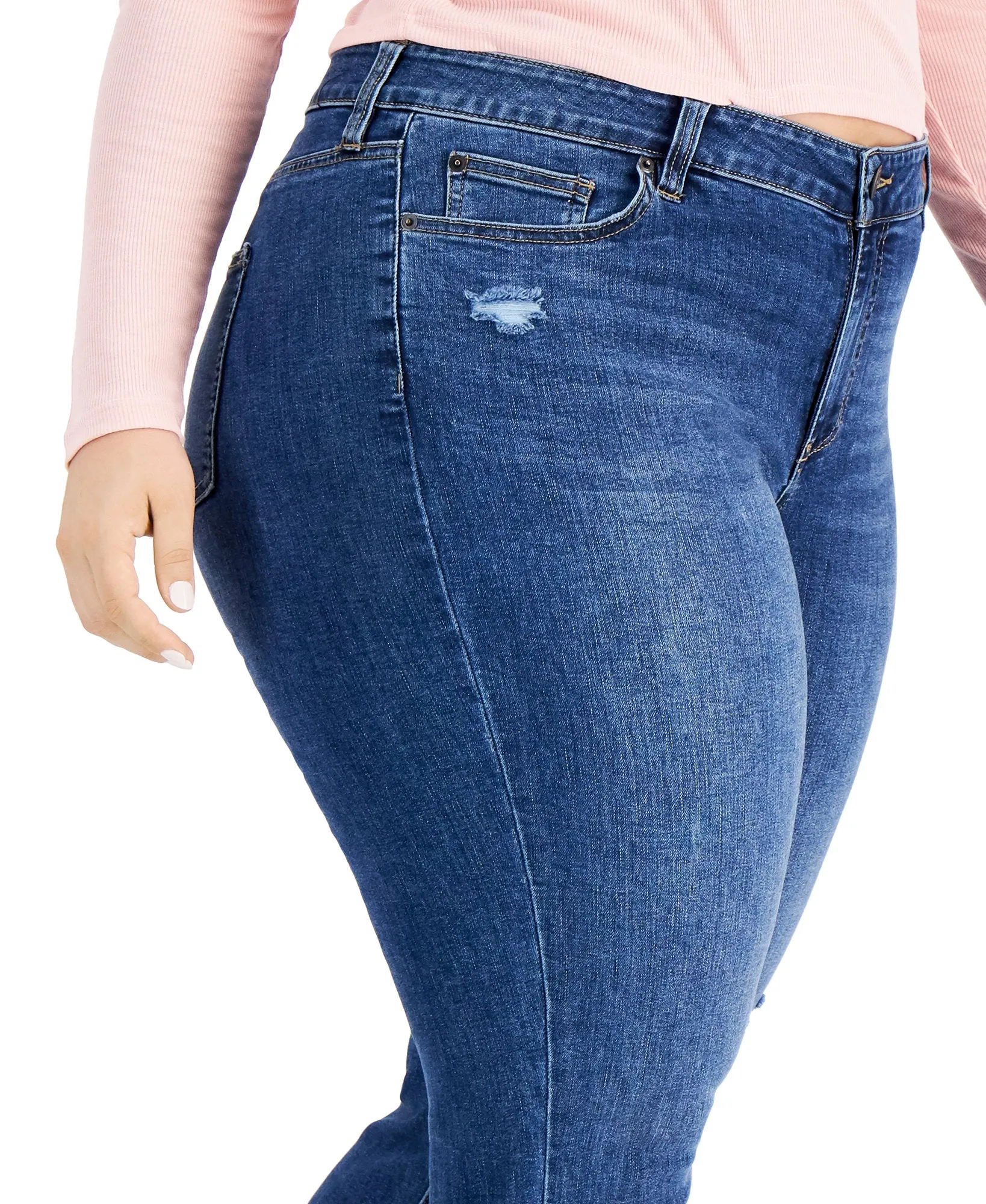 Plus Trendy Ripped Girlfriend Jeans