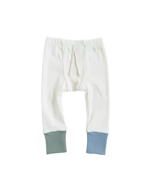 rib knit pant CO - natural basil and whale