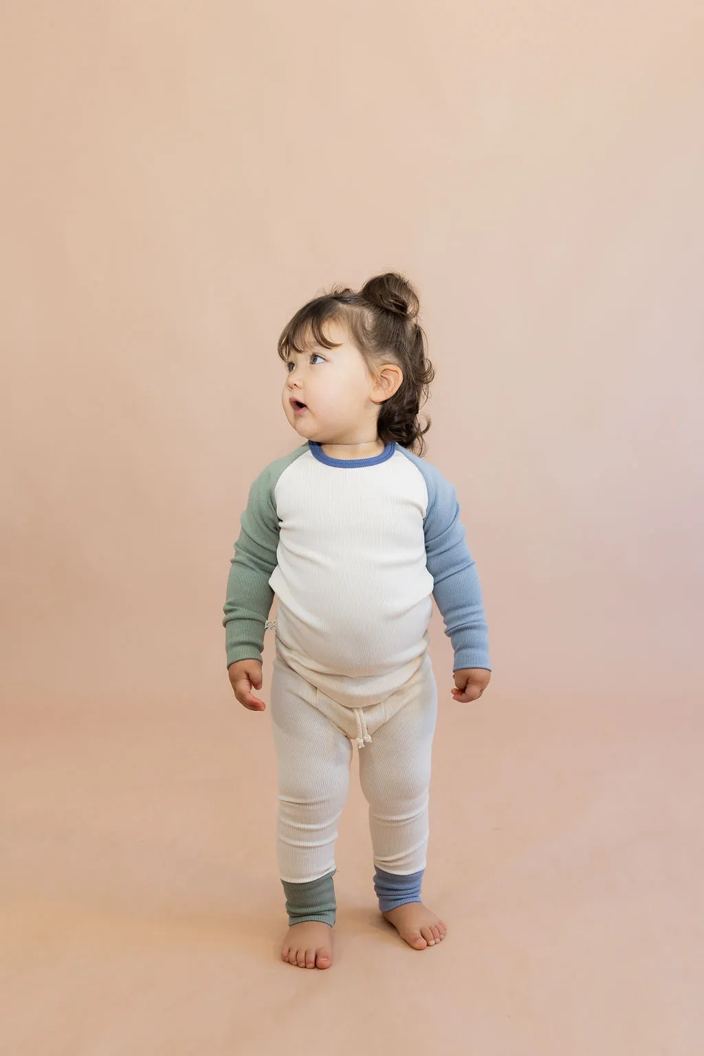 rib knit pant CO - natural basil and whale