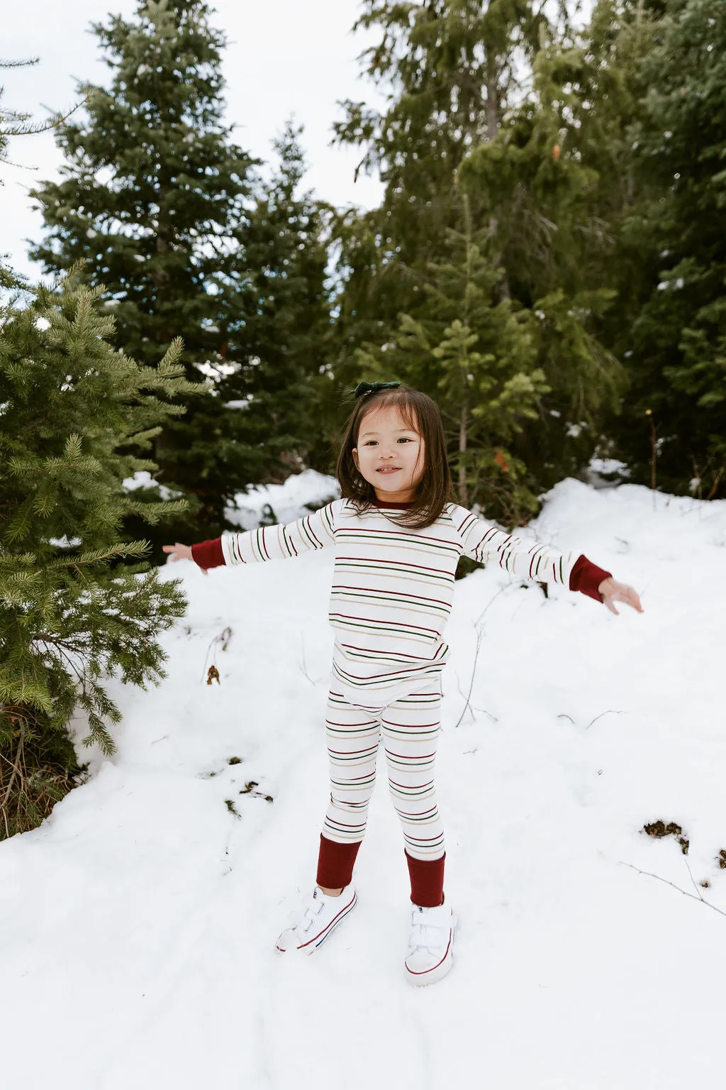 rib knit pant CO - triple stripe red contrast