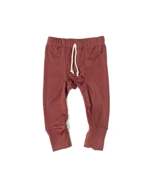 rib knit pant - cordovan