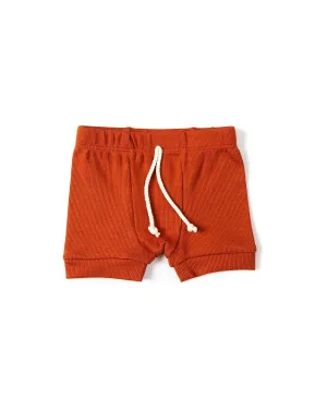 rib knit shorts CO - cinnamon