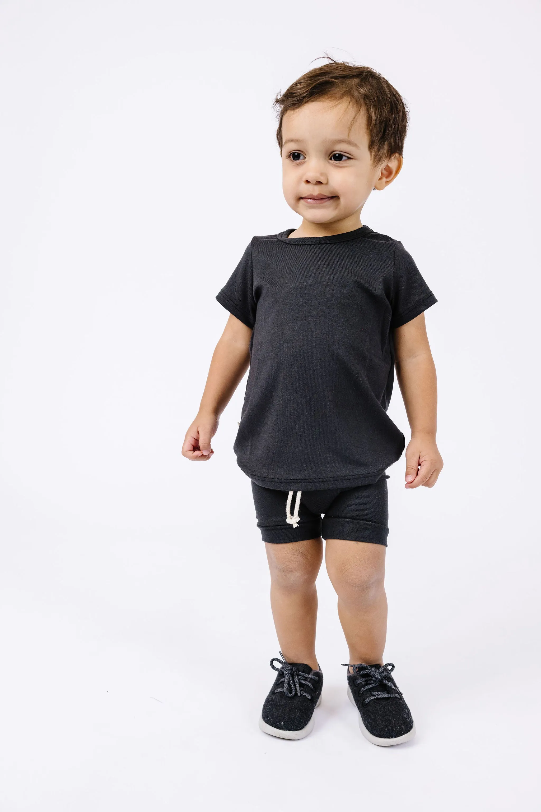 rib knit shorts CO - midnight 1x1