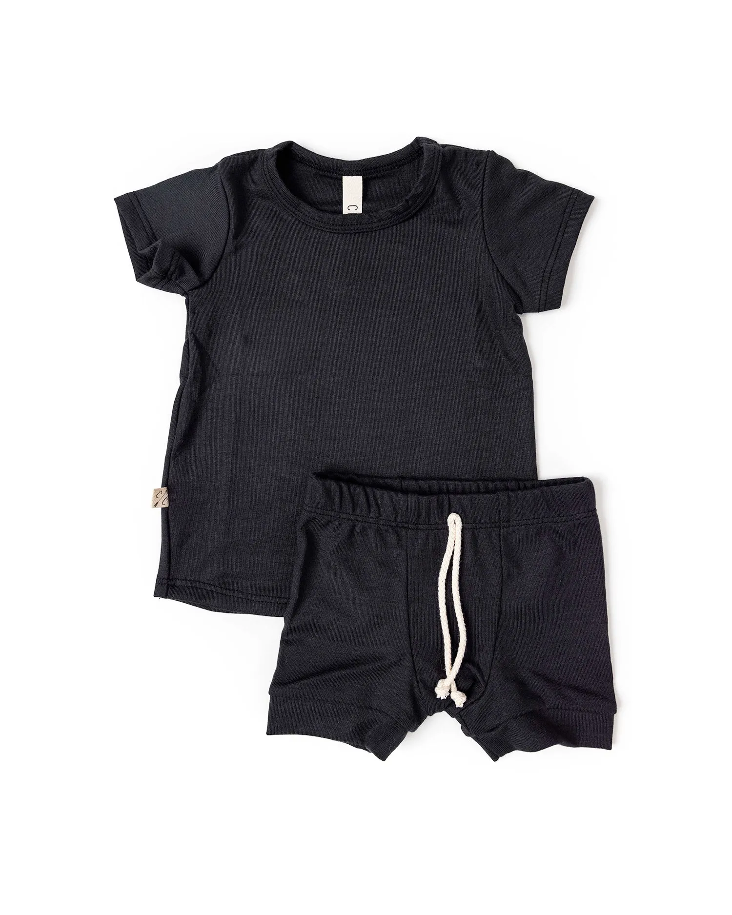 rib knit shorts CO - midnight 1x1