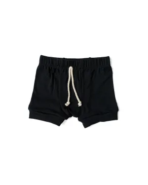 rib knit shorts CO - midnight 1x1