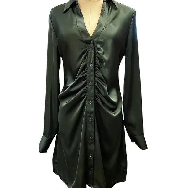 Riley Satin Ruched Front Dress