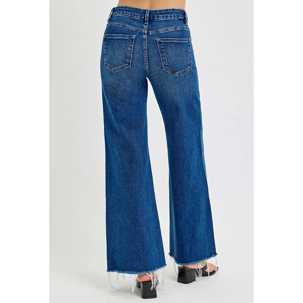 Risen Tummy Control Mid Rise Wide Leg Jeans
