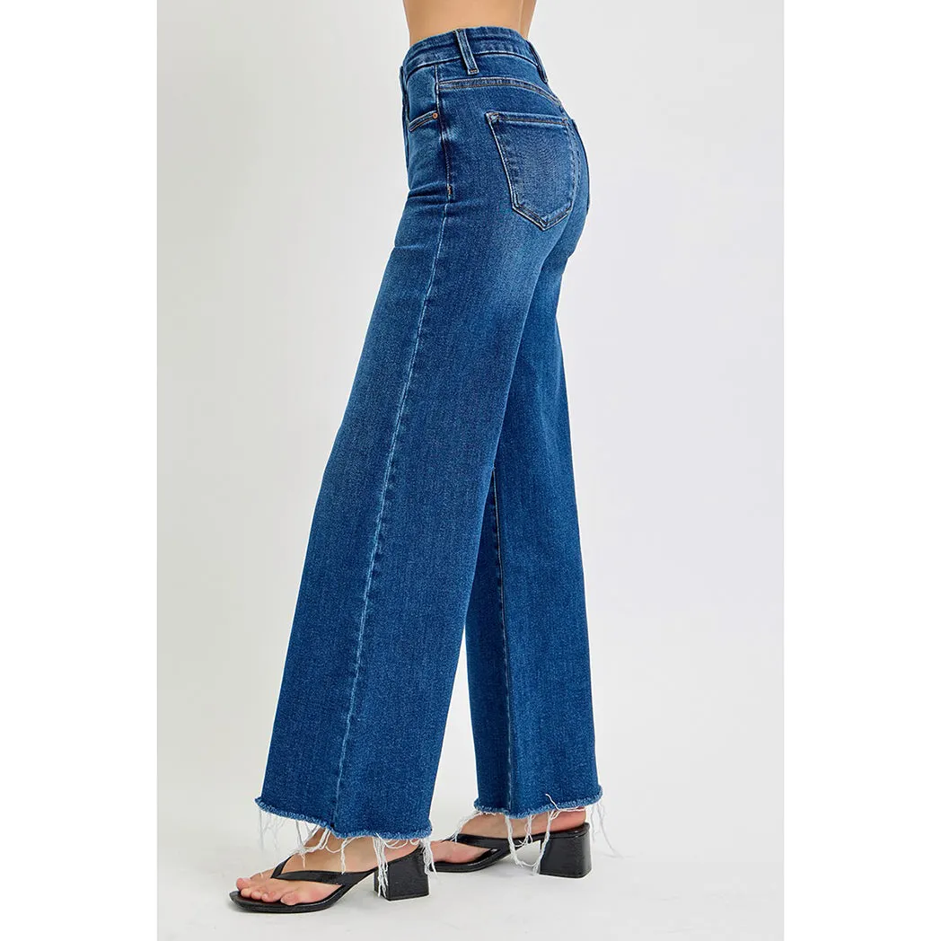 Risen Tummy Control Mid Rise Wide Leg Jeans