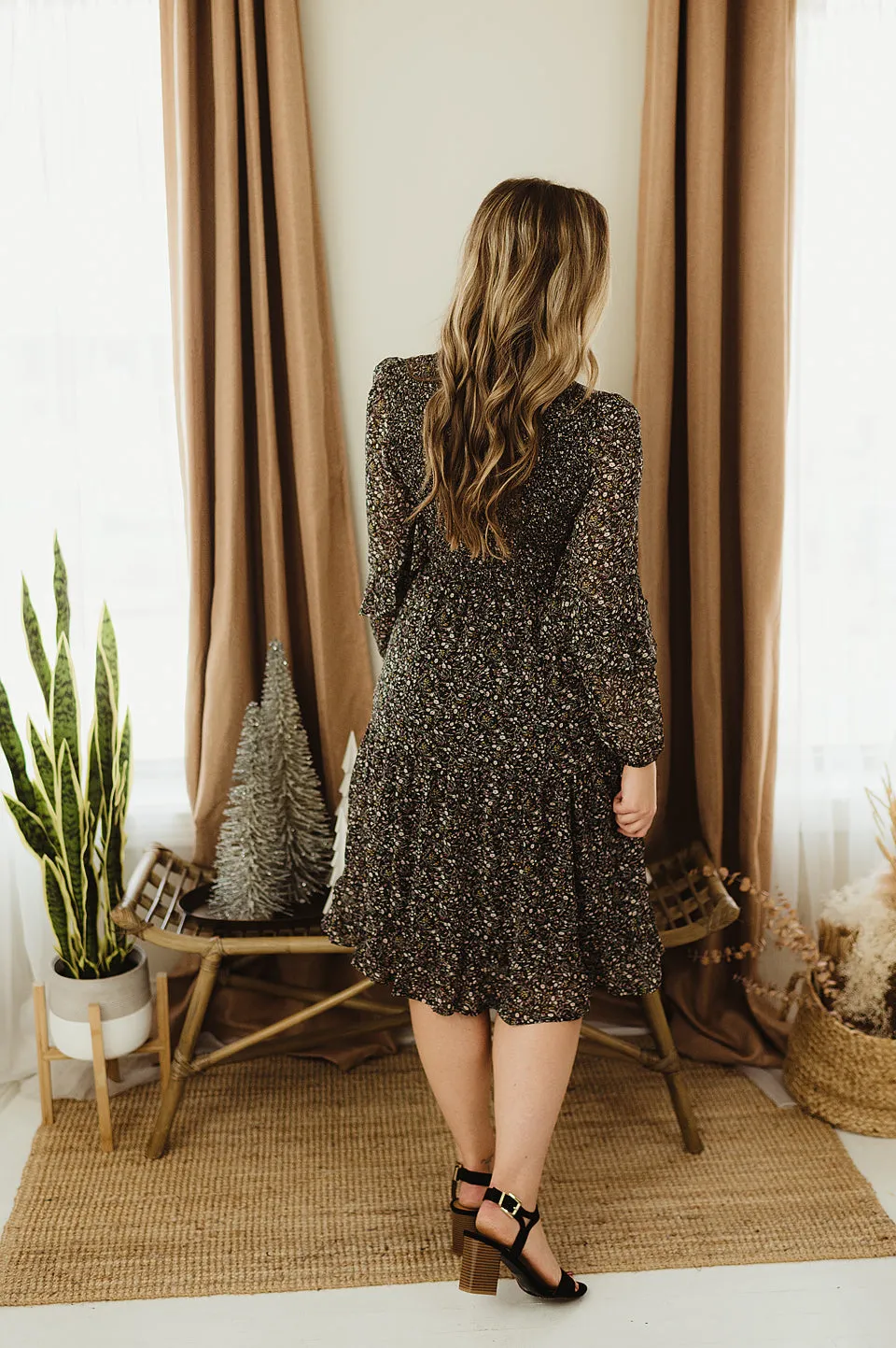 Ruffle Floral Midi