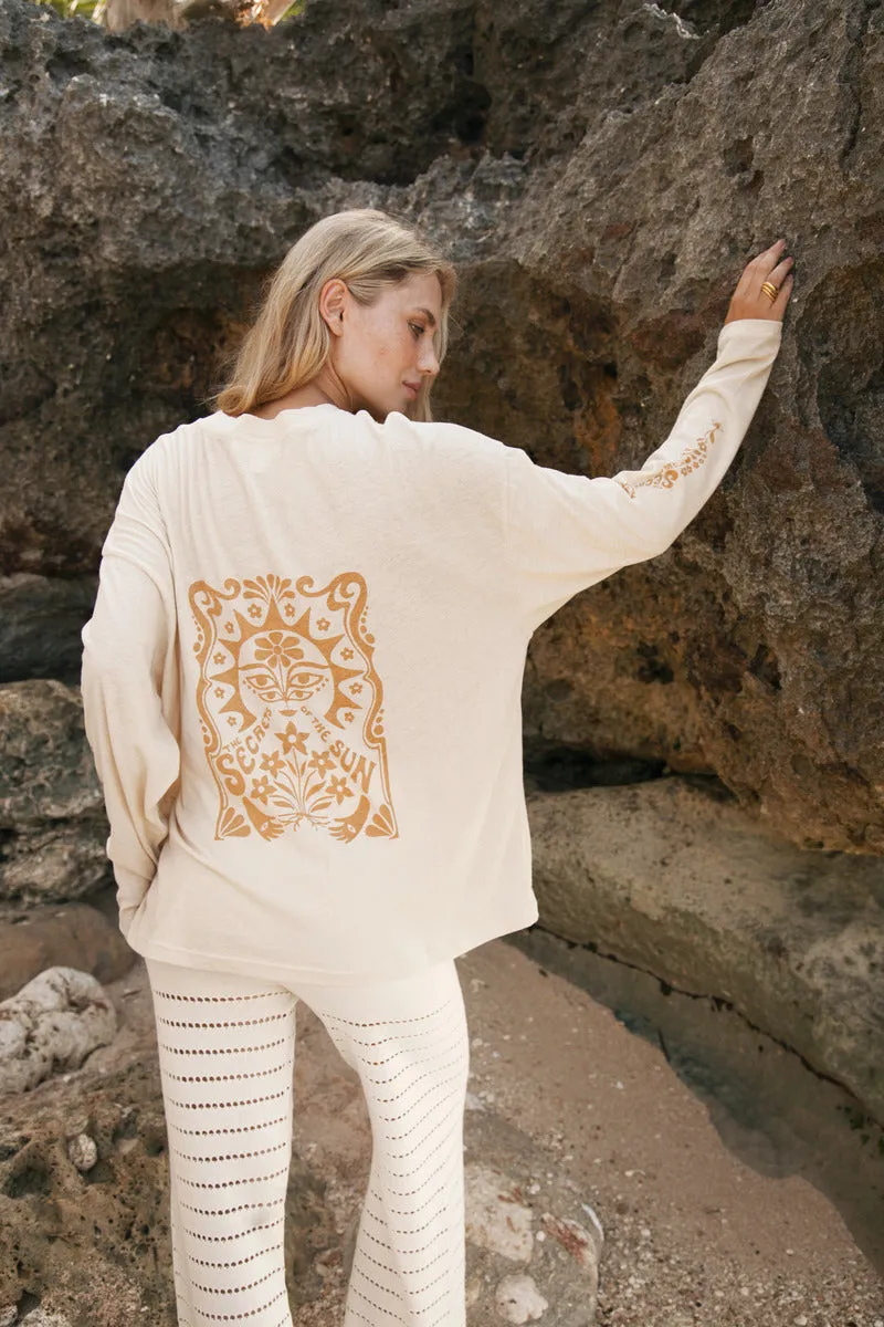 SECRETS OF SUN L/S TOP - BEIGE