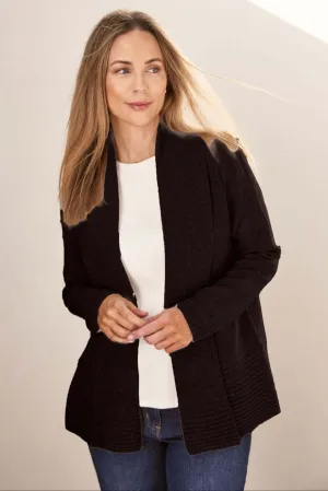 See Saw Luxe Merino Shawl Collar Cardigan in Black