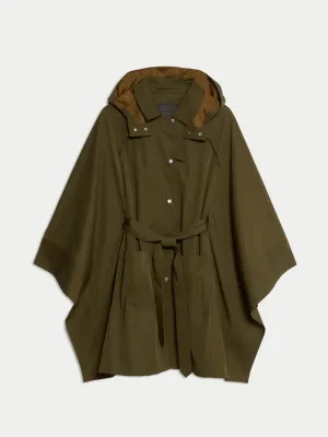 Showerproof cape style trench coat