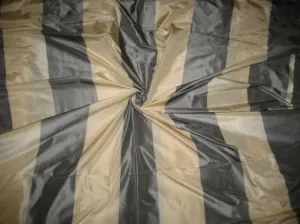 SILK TAFFETA FABRIC Dark Silver and ivory colour horizontal stripes 54&quot; wide