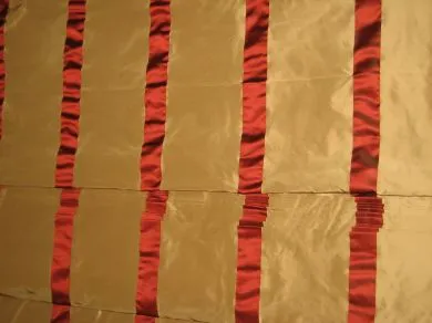 Silk taffeta gold with crimson red stripes 54&quot; wide