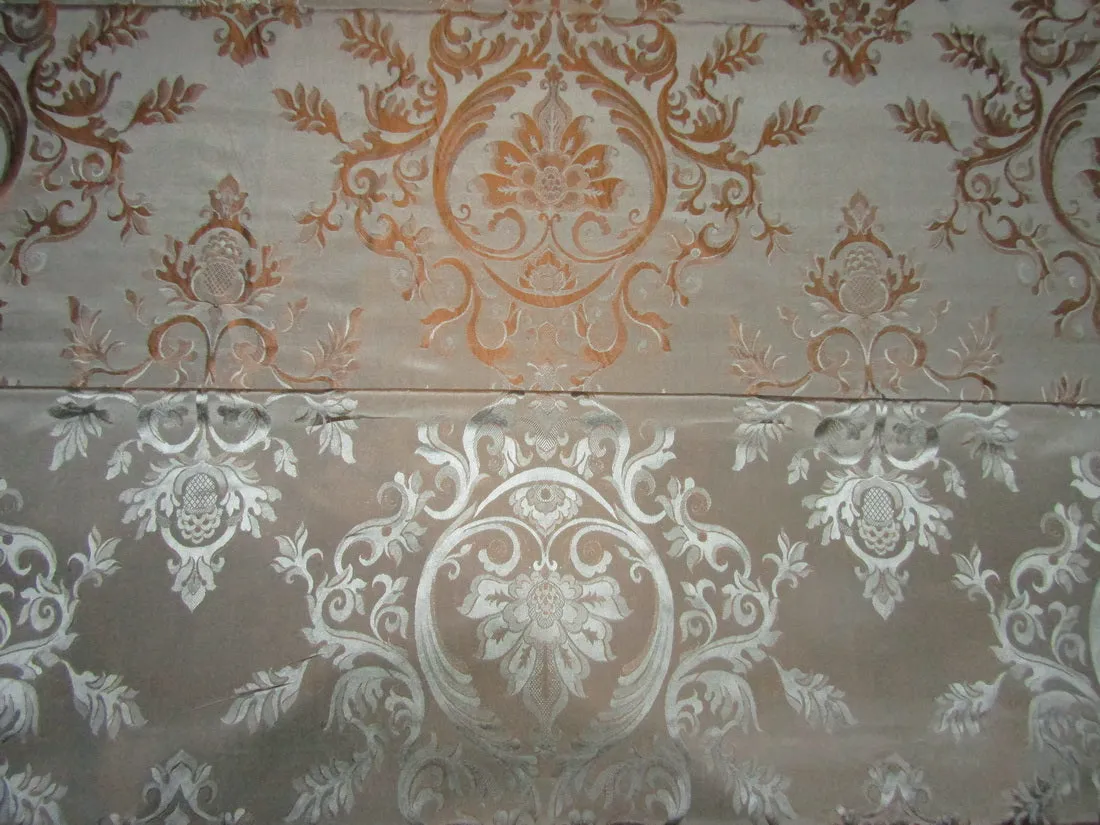 Silk taffeta jacquard fabric REVERSABLE cloudy grey & brown 54" wide-Damask fabric TAFJ26A