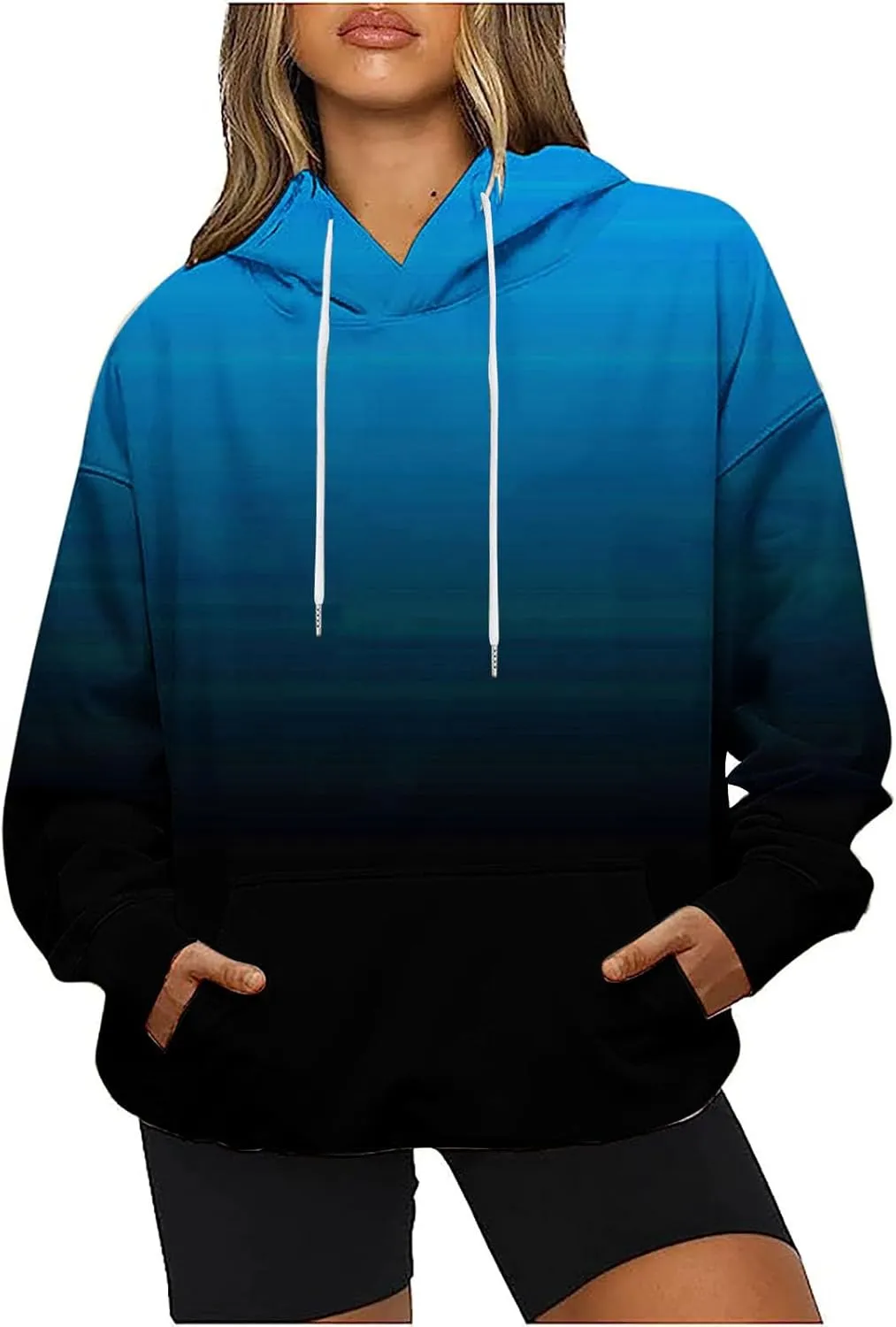 SMIDOW Oversized Hoodies For Women Trendy 2024 Gradient Plus Size Pullover Tops Teen Girls Fall Outfits Hooded Sweatshirt