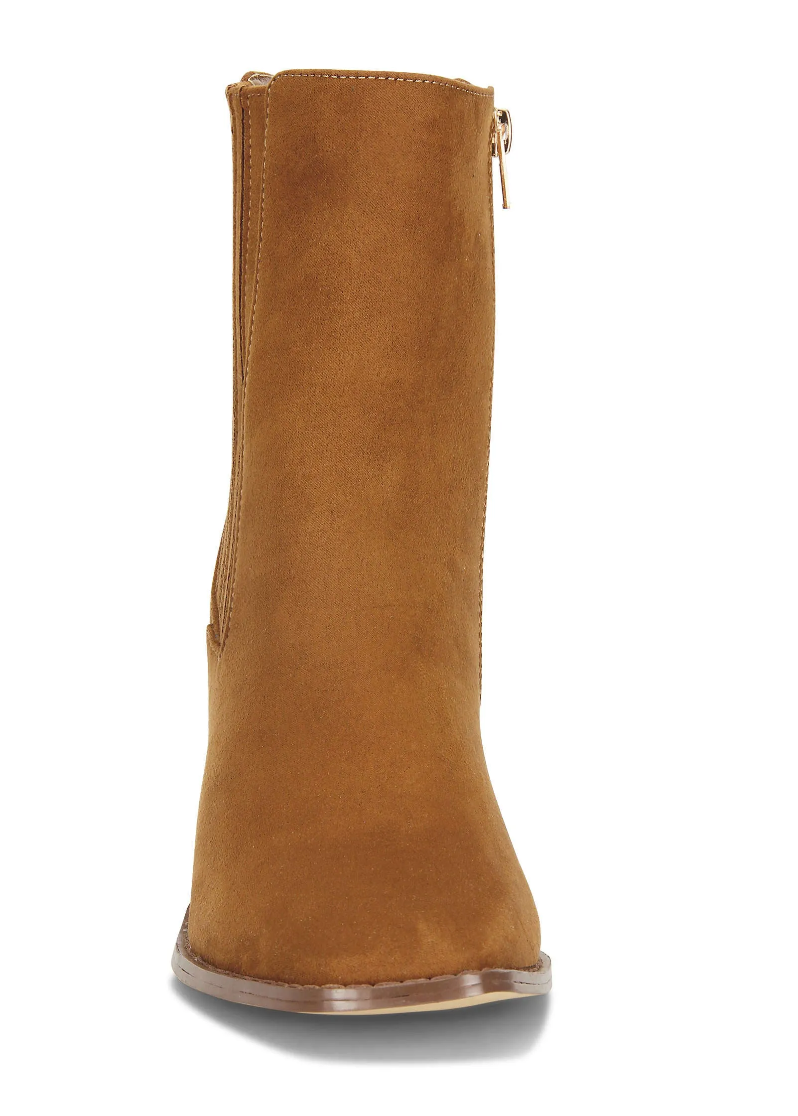 Square Toe Booties - Cognac