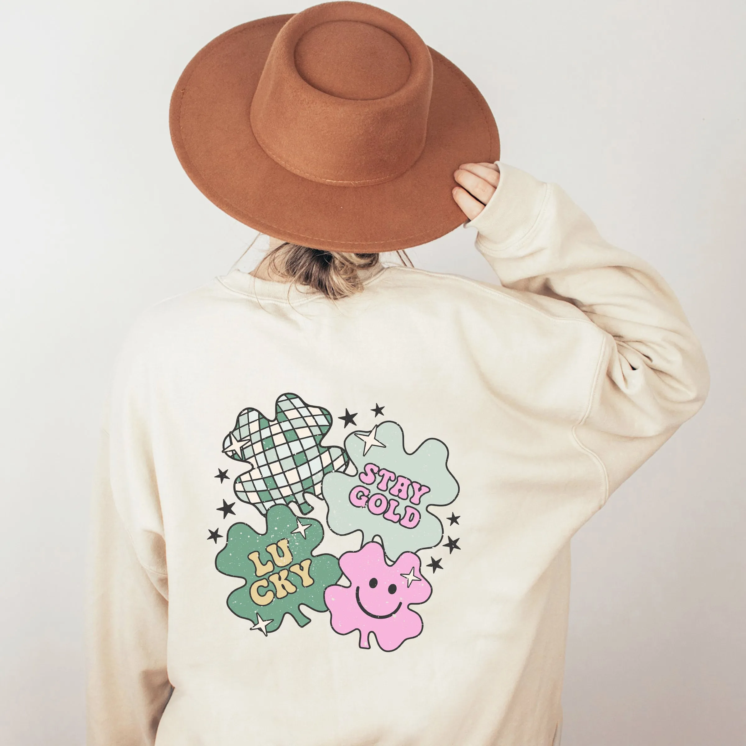 Stay Gold Lucky Shamrocks | Front and Back Sweatshirt