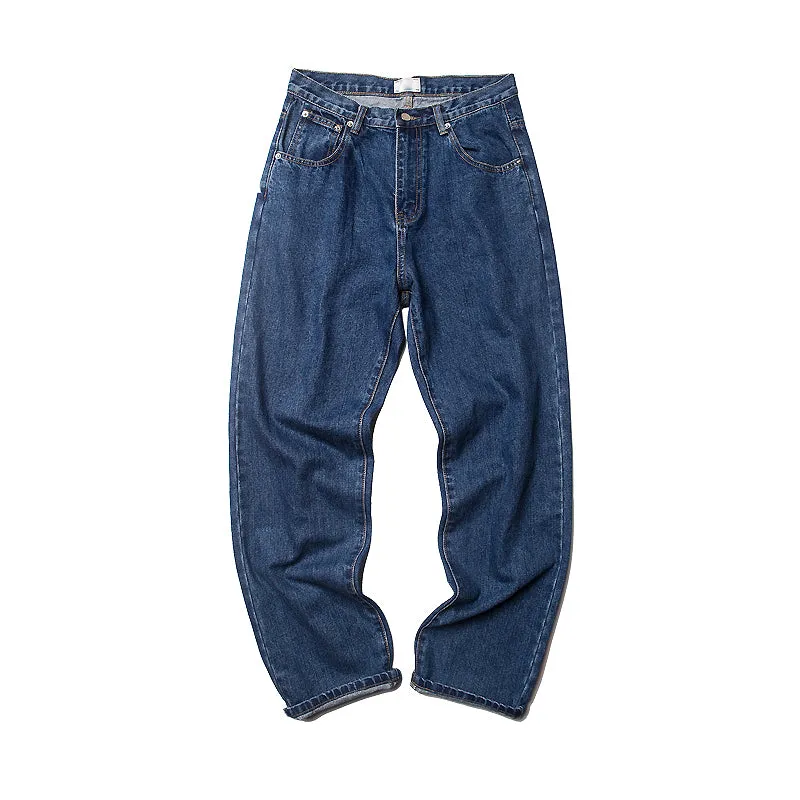Street Style Trendy Straight Leg Pants Loose Men And Women Casual Washed Trousers Jeans