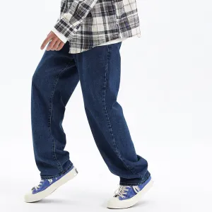 Street Style Trendy Straight Leg Pants Loose Men And Women Casual Washed Trousers Jeans
