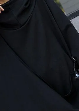 Style asymmetric Cotton dresses Sewing black Dresses fall