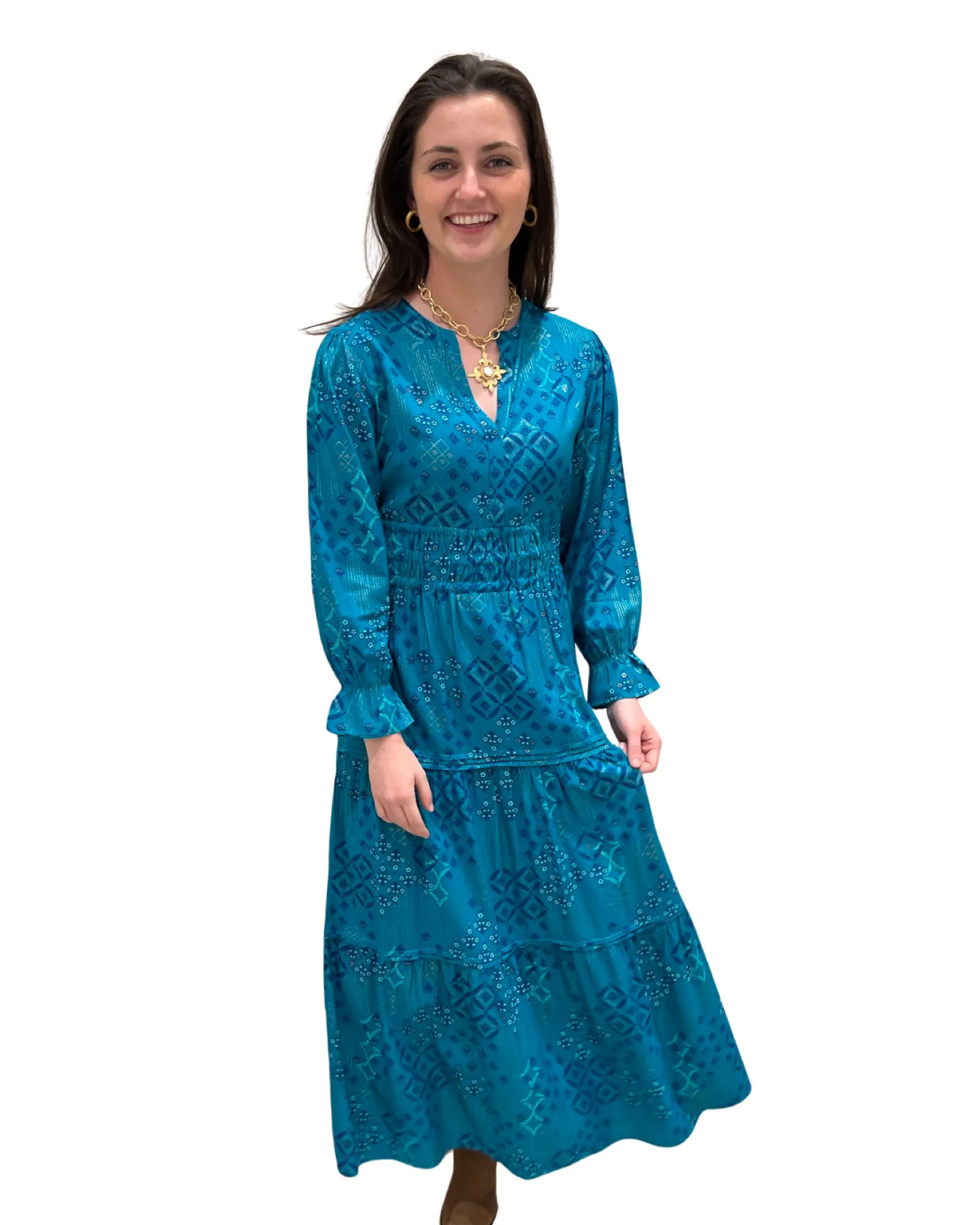 The Sydney Long Length Long Sleeve Dress in Jade