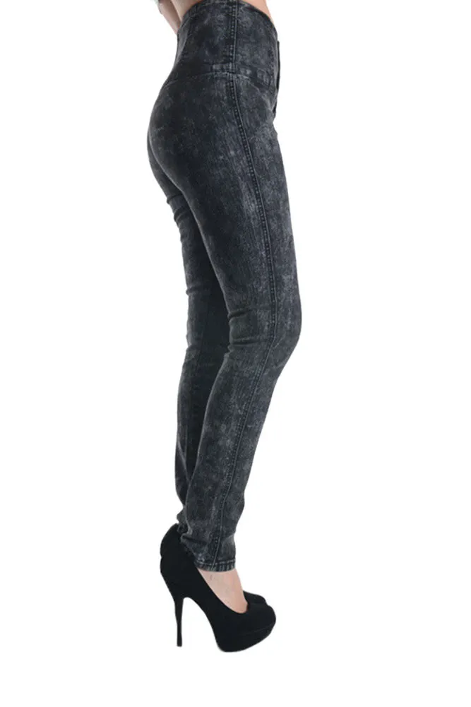 Washed High Waisted Button Up Skinny Jeans