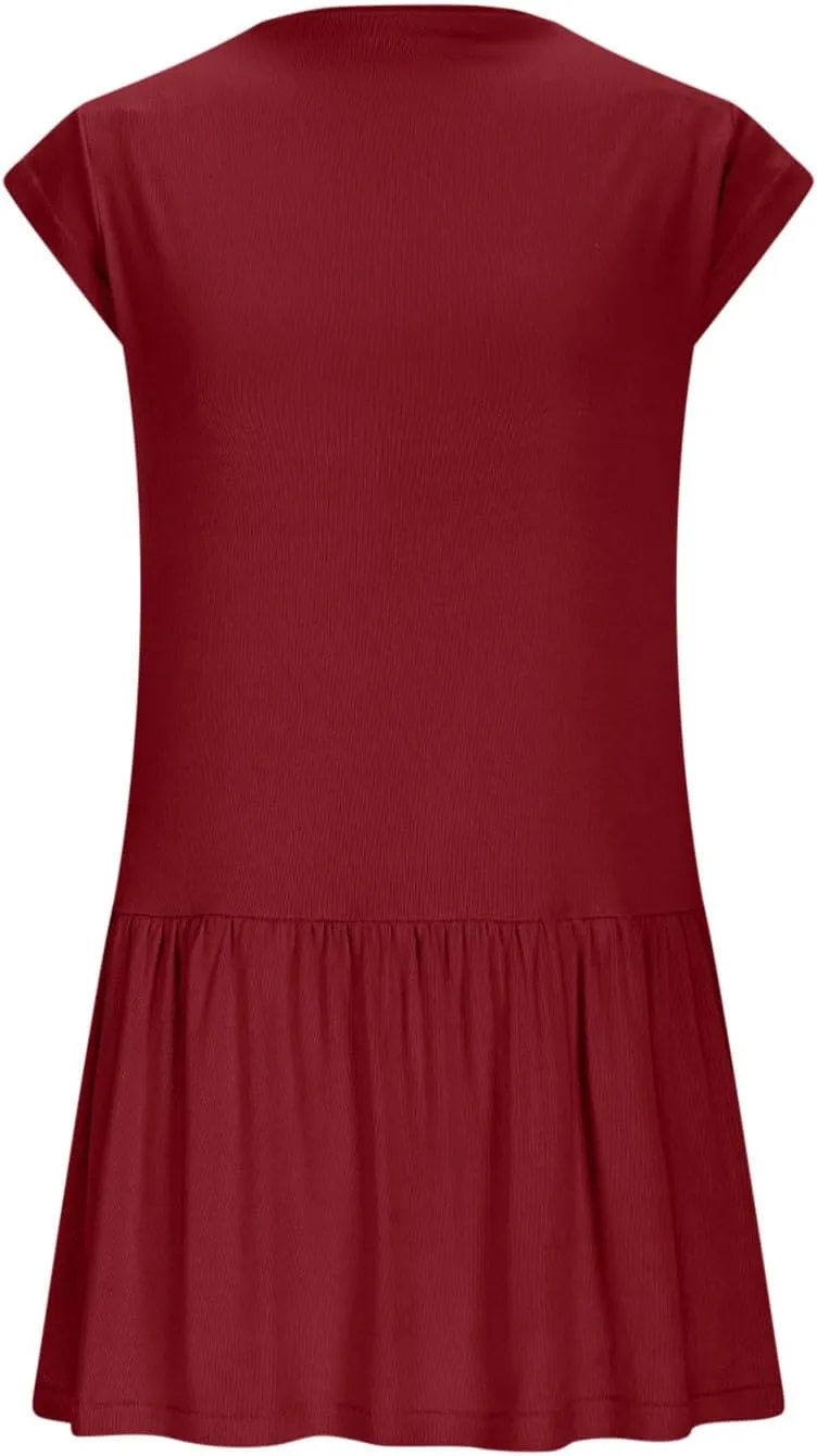 Womens Summer Casual Mock Neck Sundresses Cotton Pleated Knee Length Sleeveless Tank Dress Fashion Wrap Mini Dresses